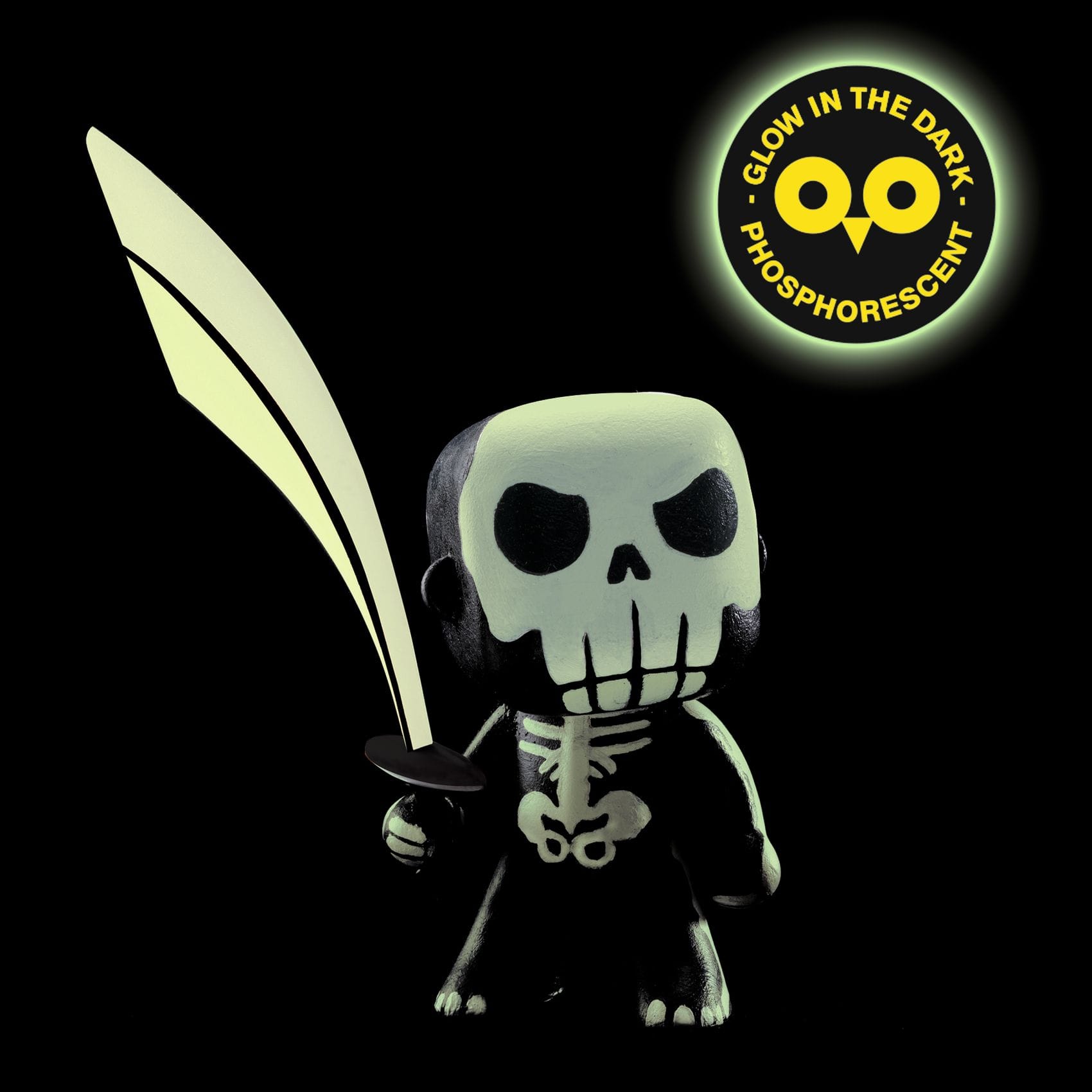 pimeässä loistava Skully-figuuri