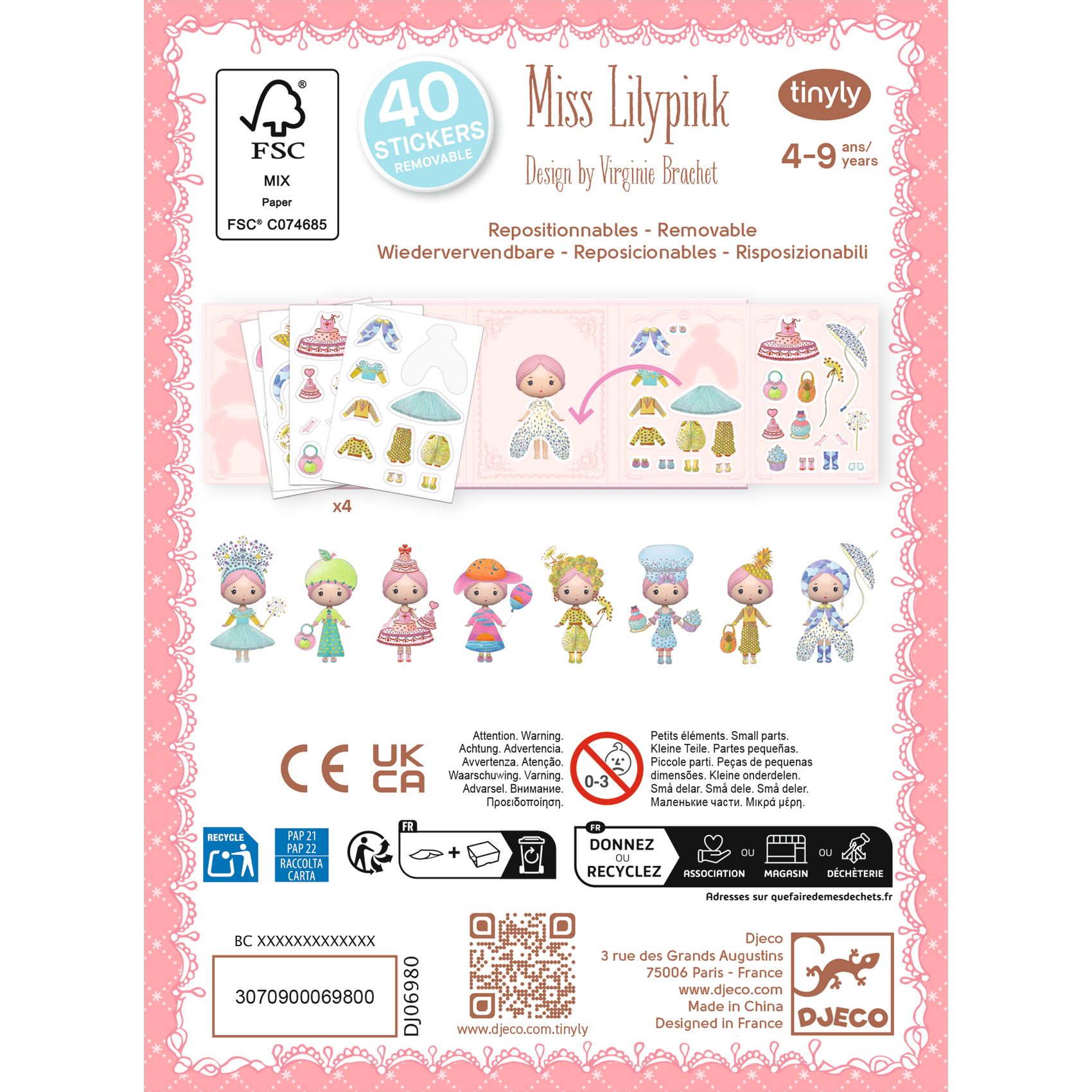 Djeco Tinyly-siirtokuvat - Miss Lilypink - Image 4