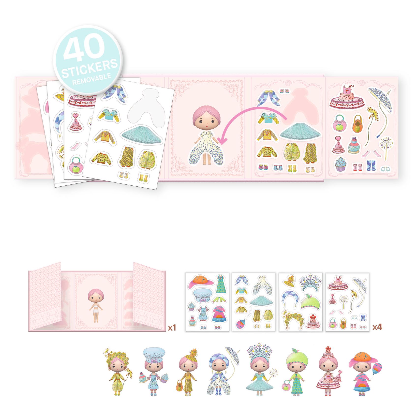 Djeco Tinyly-siirtokuvat - Miss Lilypink - Image 3