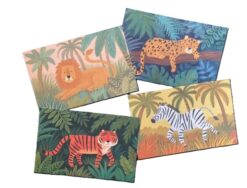 Yksisosainen kortti + kirjekuori, viidakon eläimet