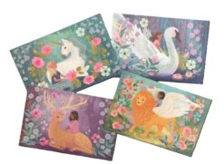 Yksisosainen kortti + kirjekuori, satumaiset eläimet